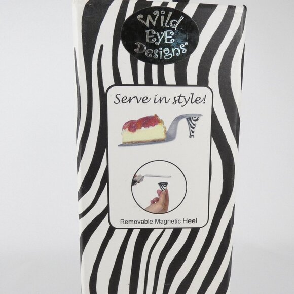 High Heel Cake Server Zebra Black White Magnetic Heel Wild Eye Designs NEW - Picture 6 of 15